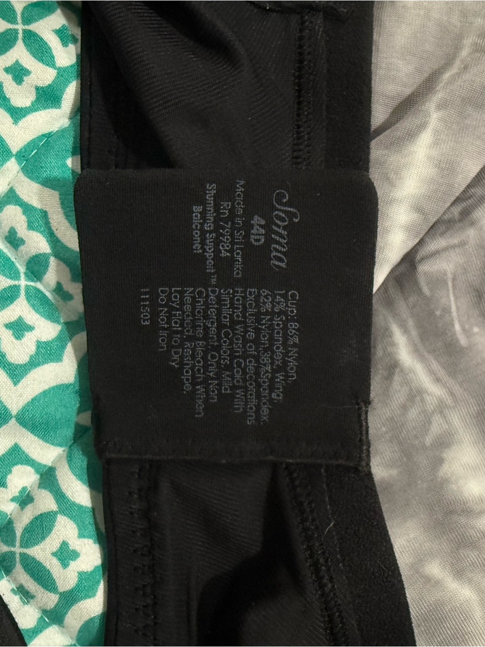 Soma Black Stretch Bra with Smooth Finish